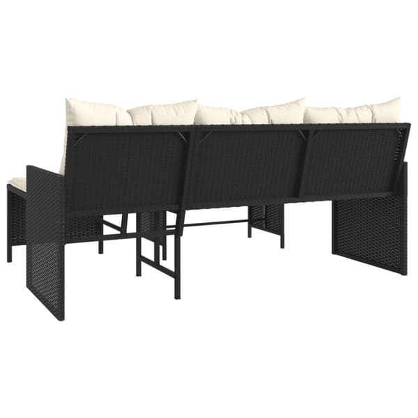 vidaXL havesofa med bord og hynder L-formet polyrattan sort