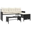 Miniatyrbillede 2 af 11: vidaXL havesofa med bord og hynder L-formet polyrattan sort