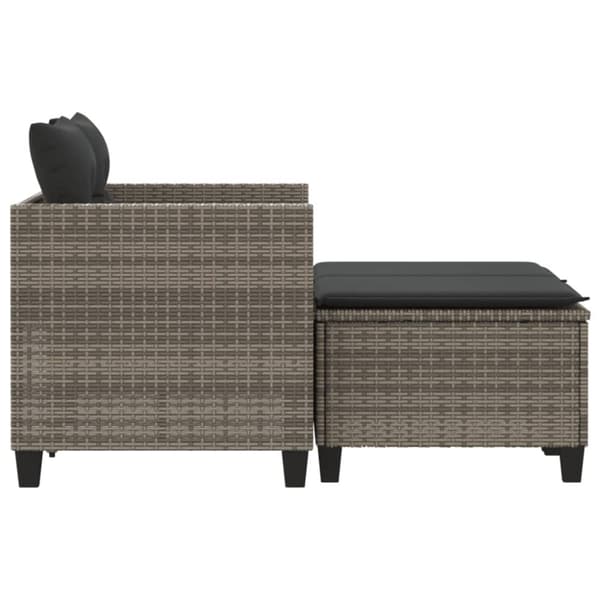 vidaXL 2-personers havesofa med skamler polyrattan grå