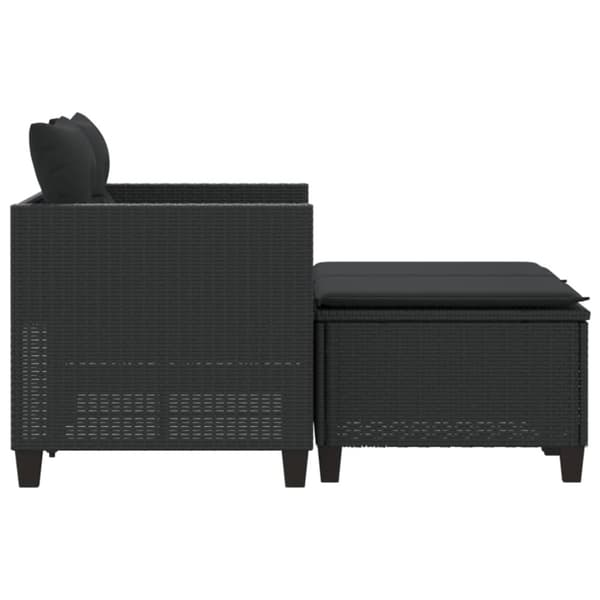 vidaXL 2-personers havesofa med skamler polyrattan sort
