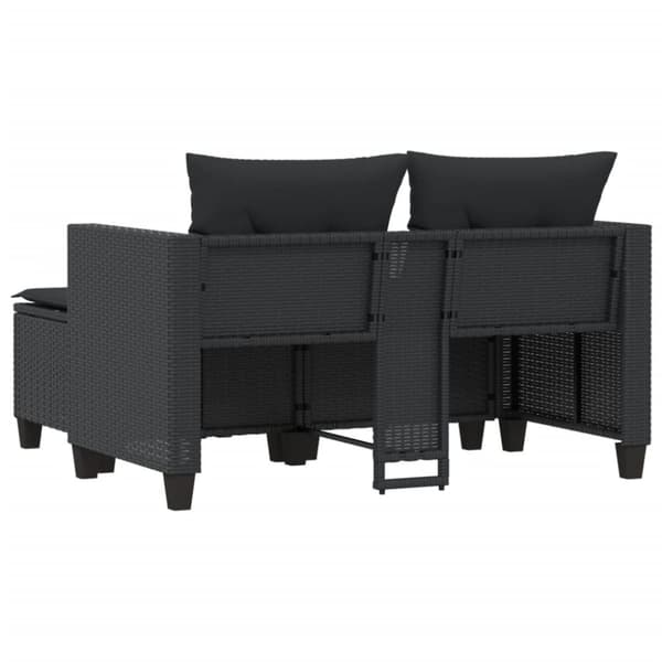 vidaXL 2-personers havesofa med skamler polyrattan sort