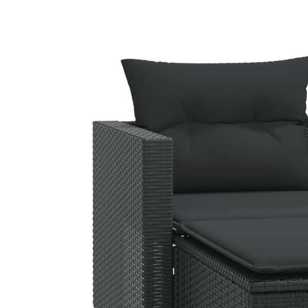 vidaXL 2-personers havesofa med skamler polyrattan sort