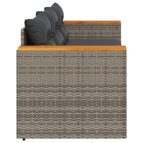 vidaXL 3-personers havesofa med hynder polyrattan grå
