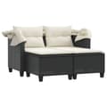 Miniatyrbillede 3 af 11: vidaXL 2-personers havesofa med baldakin og skamler polyrattan sort
