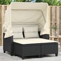 Miniatyrbillede 11 af 11: vidaXL 2-personers havesofa med baldakin og skamler polyrattan sort