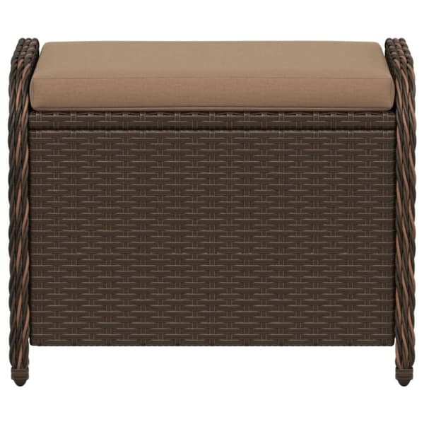 vidaXL haveskammel med hynde 58x46x46 cm polyrattan brun