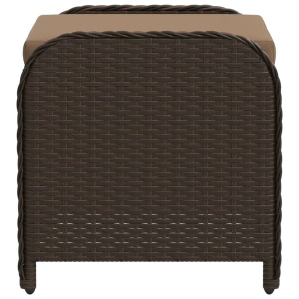 vidaXL haveskammel med hynde 58x46x46 cm polyrattan brun