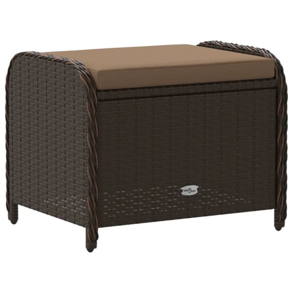 vidaXL haveskammel med hynde 58x46x46 cm polyrattan brun