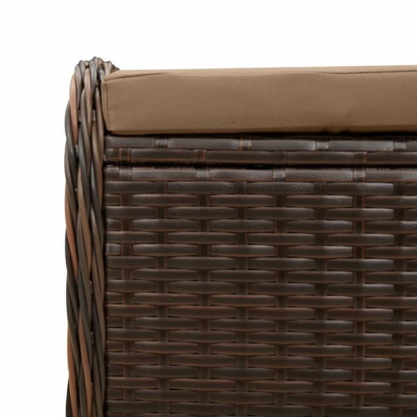 vidaXL haveskammel med hynde 58x46x46 cm polyrattan brun