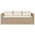 Miniatyrbillede 7 af 10: vidaXL 3-personers havesofa med hynder polyrattan beige