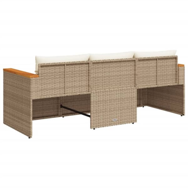 vidaXL Trädgårdssoffa 3-sits med dynor konstrotting beige