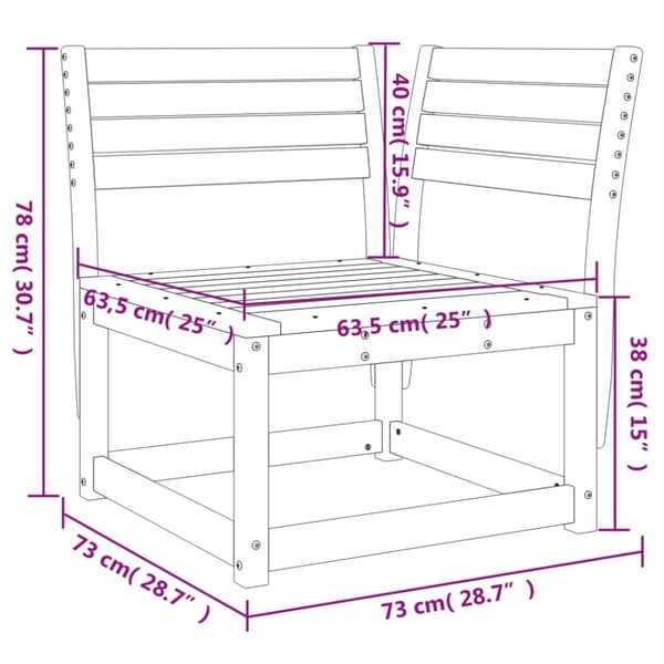 vidaXL Hagesofa for hjørne 73x73x78 cm impregnert furu