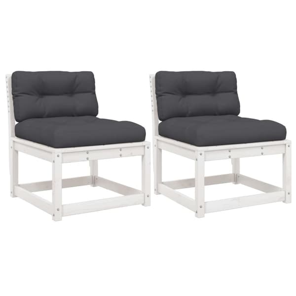 vidaXL Hagesofaer med puter 2 stk hvit heltre furu