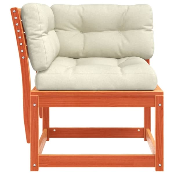 vidaXL hjørnemodul til havesofa 73x73x78 cm m. hynder massivt fyr brun