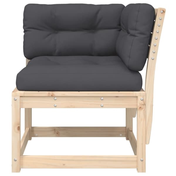 vidaXL hjørnemodul til havesofa 73x73x78 cm m. hynder massivt fyrretræ