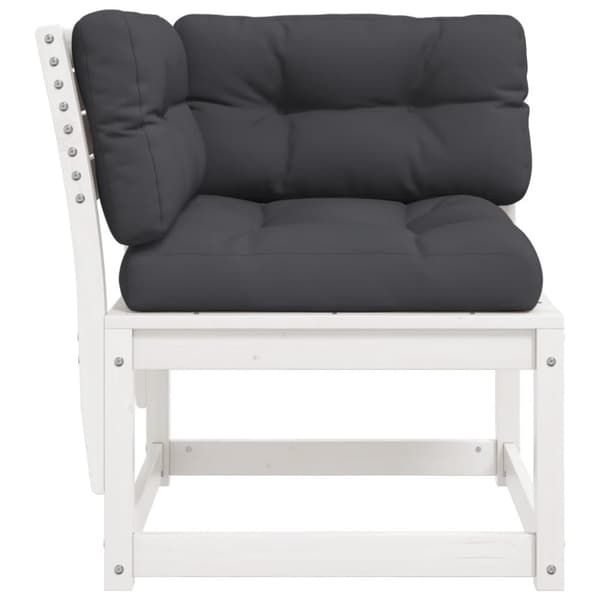 vidaXL hjørnemodul til havesofa 73x73x78 cm m. hynder massivt fyr hvid