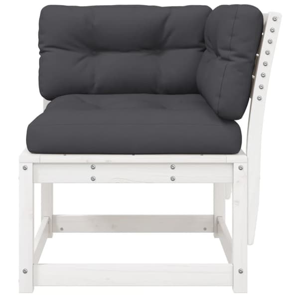 vidaXL hjørnemodul til havesofa 73x73x78 cm m. hynder massivt fyr hvid