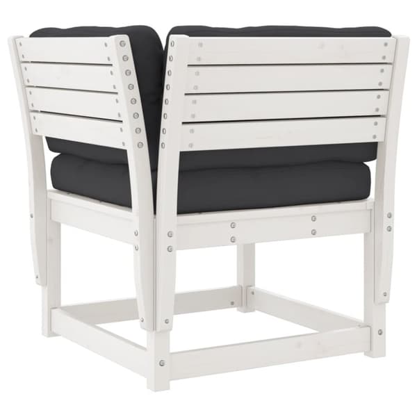 vidaXL hjørnemodul til havesofa 73x73x78 cm m. hynder massivt fyr hvid