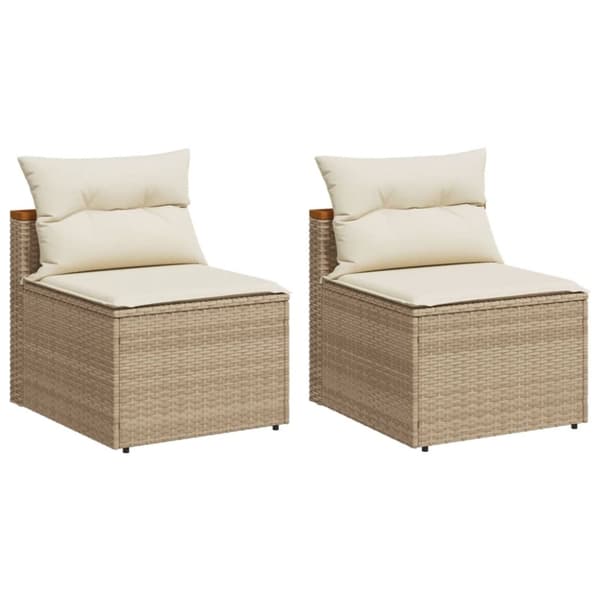 vidaXL sofamoduler til haven 2 stk. med hynder polyrattan beige