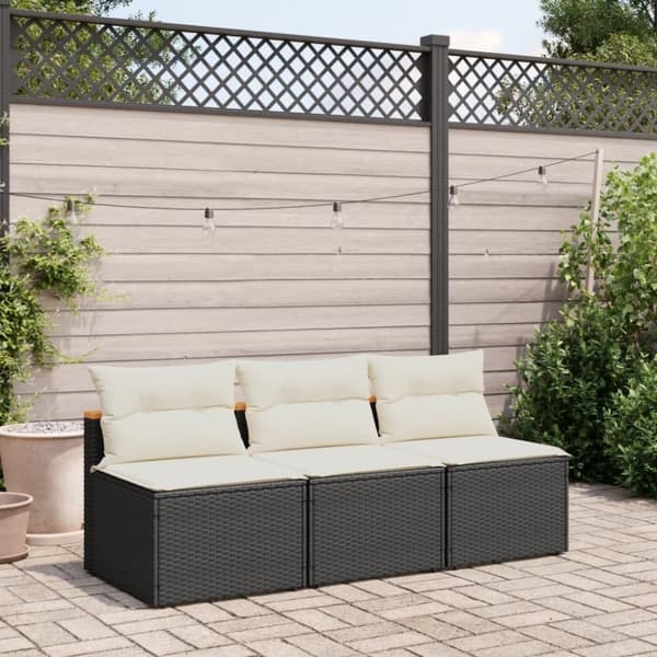 vidaXL sofamoduler til haven 2 stk. med hynder polyrattan sort