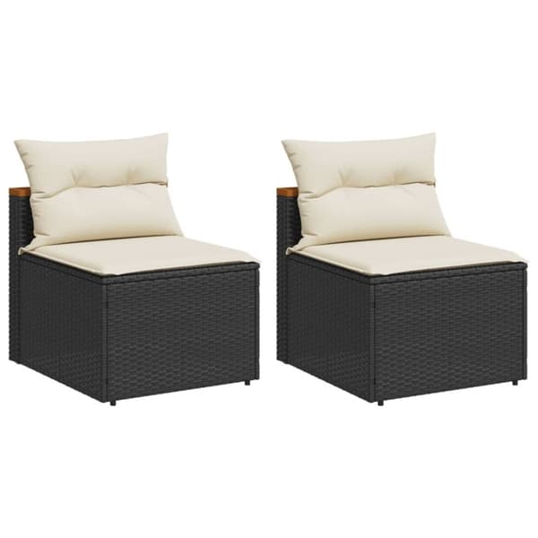 vidaXL sofamoduler til haven 2 stk. med hynder polyrattan sort