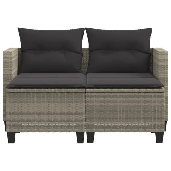 vidaXL 2-personers havesofa med skamler polyrattan lysegrå