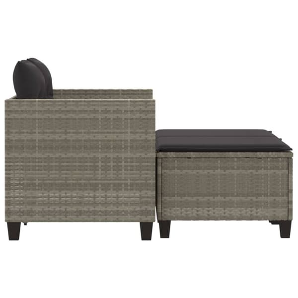 vidaXL 2-personers havesofa med skamler polyrattan lysegrå