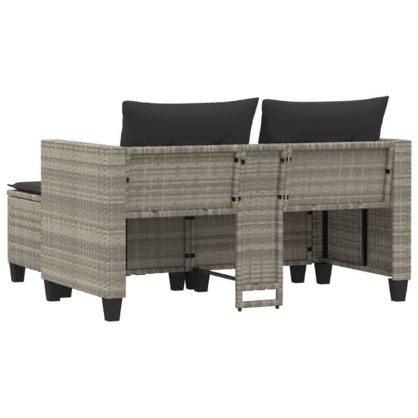 vidaXL 2-personers havesofa med skamler polyrattan lysegrå