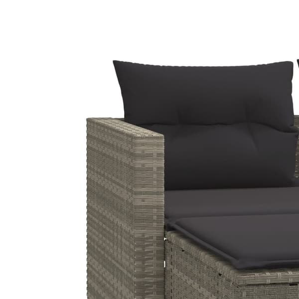 vidaXL 2-personers havesofa med skamler polyrattan lysegrå