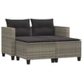 Miniatyrbillede 1 af 9: vidaXL 2-personers havesofa med skamler polyrattan lysegrå