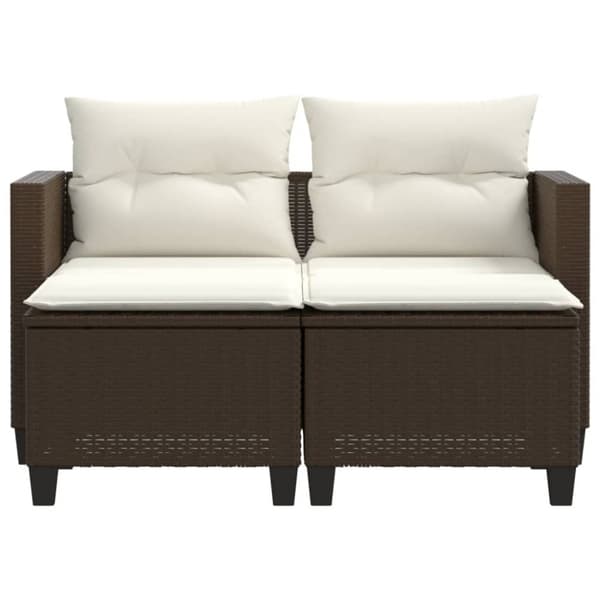 vidaXL 2-personers havesofa med skamler polyrattan brun