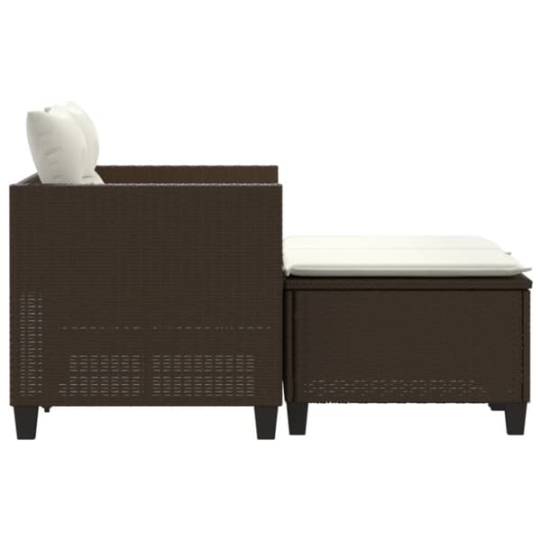 vidaXL 2-personers havesofa med skamler polyrattan brun