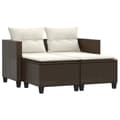 Miniatyrbillede 1 af 9: vidaXL 2-personers havesofa med skamler polyrattan brun