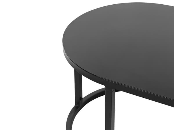 Hagesofa Svart aluminiumsramme Off-White vannavvisende stoffputer 3-seters sett med salongbord