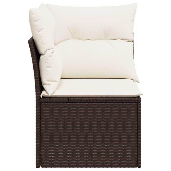vidaXL hjørnemodul til havesofa med hynder polyrattan brun