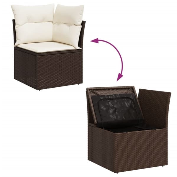 vidaXL hjørnemodul til havesofa med hynder polyrattan brun