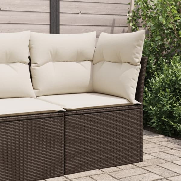 vidaXL hjørnemodul til havesofa med hynder polyrattan brun