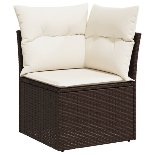 vidaXL hjørnemodul til havesofa med hynder polyrattan brun