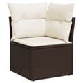 Miniatyrbillede 1 af 11: vidaXL hjørnemodul til havesofa med hynder polyrattan brun