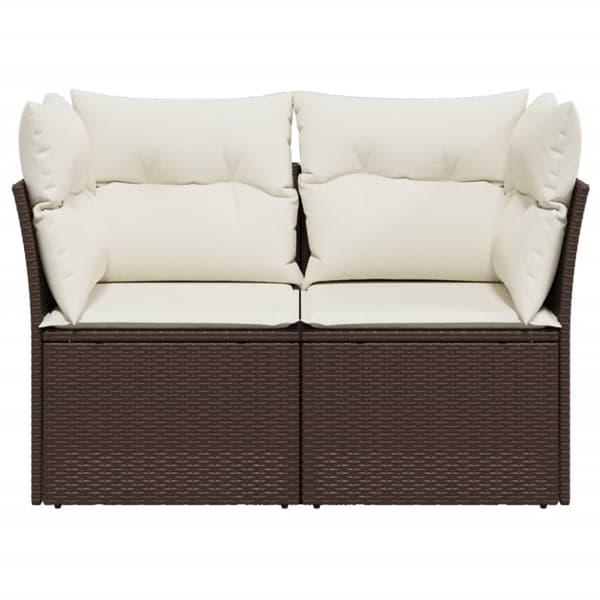 vidaXL 2-personers havesofa med hynder polyrattan brun