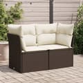 Miniatyrbillede 11 af 11: vidaXL 2-personers havesofa med hynder polyrattan brun