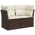 Miniatyrbillede 1 af 11: vidaXL 2-personers havesofa med hynder polyrattan brun