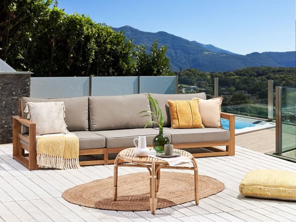 Trädgårdssoffa Ljust Certifierat Akaciaträ 3-sitsig med Dynor Modern design Terrass Uteplats Trädgård
