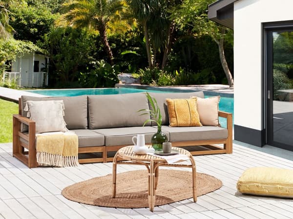 Trädgårdssoffa Ljust Certifierat Akaciaträ 3-sitsig med Dynor Modern design Terrass Uteplats Trädgård