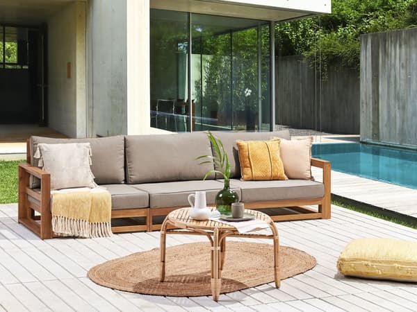 Trädgårdssoffa Ljust Certifierat Akaciaträ 3-sitsig med Dynor Modern design Terrass Uteplats Trädgård