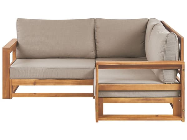 Trädgård Hörnsoffa Ljust Akaciaträ Utomhus 2-sits med Kuddar Modern Design