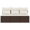 Miniatyrbillede 3 af 11: vidaXL 3-personers havesofa med hynder polyrattan brun