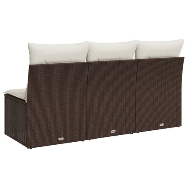 vidaXL 3-personers havesofa med hynder polyrattan brun