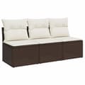 Miniatyrbillede 1 af 11: vidaXL 3-personers havesofa med hynder polyrattan brun