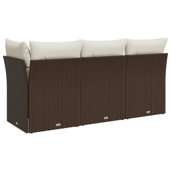 vidaXL 3-personers havesofa med hynder polyrattan brun
